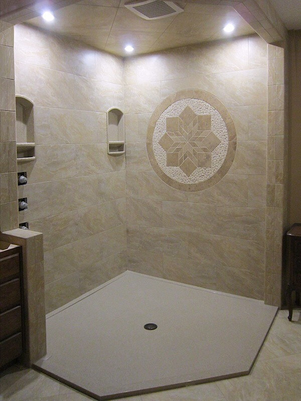luxury custom shower circular medallion mosaic Arizona